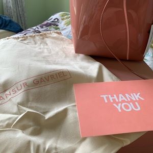 Mansur Gavriel blush mini patent bucket bag